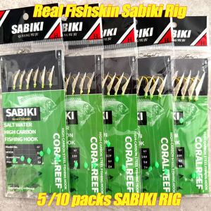 TAKBAS 5/10 Packs Sabiki Rigs Fishing Flasher Bait Rigs Glow Fishing Beads High Carbon Hooks For Freshwater And Saltwater