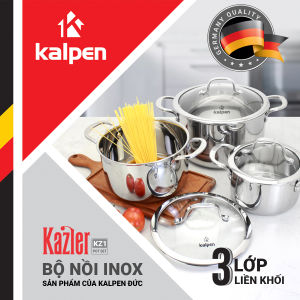 Bộ nồi Inox 304 cao cấp 3 lớp liền khối Kalpen Kazler KZ1 - Hàng chính hãng - Bảo hành 5 năm