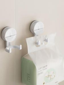 Double Headed Suction Cup Hook for Bathroom Corner Kitchen Wall Mounted No Drilling Paper Towel Face Wash Cloth Traceless Adhesive Hook