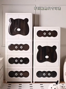 TUSSAH ตู้เสื้อผ้าพับได้ ตู้อเนกประสงค์ มีล้อเลื่อน ตู้จัดระเบียบของ 5/4/3ชั้น ตู้เก็บของ ลิ้นชักขนาดใหญ่ วางซ้อนได้สูง ชั้นความจุขนาดใหญ่