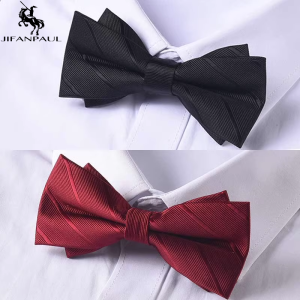 Red & Black Mens Wedding Bowtie