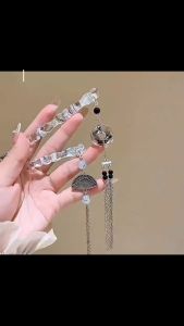 F4 Jepit Rambut Sanggul Tusuk Konde Aklirik New Chinese Style Fan Beaded Resin Tassel Hairpin TATJ