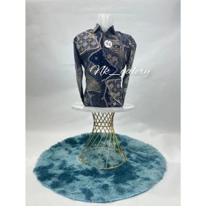 Couple Kebaya Navy Batik AS Navy Couple Batik Kemeja Panjang Pendek Anak Rok Plisket Rok Lilit As Navy