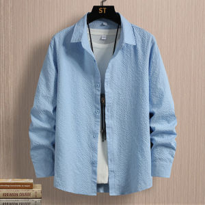 Long Sleeve Casual Shirt Mens Spring Autumn Summer Thin Loose Collar Leisure Outerwear Cool Feeling Polyester Fiber Shirt