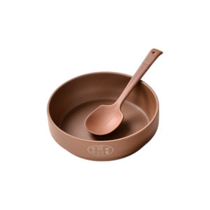 ชามน้ำตาลพื้นผิวเรียบแบบมือทำจากดินเผาอุปกรณ์ครัวสีพื้นระดับอาหารสำหรับใช้ในบ้าน ชามน้ำมันปลา