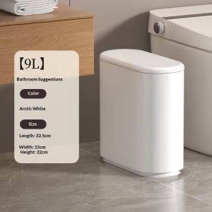 9L Japanese-style narrow trash can with a lid suitable for bathrooms bedrooms living rooms officescampers and other small space areas.