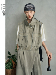 Fashionable Unique Loose Casual Mandarin Collar Vest