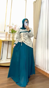 Sabrina Dress Ceruty Swaroski Gamis Dewasa Terbaru 2025 Viral Dress Wanita Kondangan Kekinian