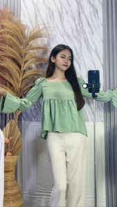 DX FASHION - COLLAR NECK LONG / VNCEK TOP KOREAN STYLE -PN