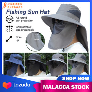 Outdoor Fisherman Hat Wide Brim Bucket Hat with Neck Cover Full Face Shield UV Sun Protection Breathable Quick-Drying Caps