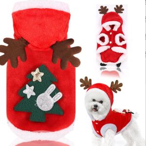 Dog Clothes Christmas Pet Shih Tzu Puppy Outfit Winter Xmas Santa Reindeer Costume Cat Hoodie Coat Party Dress Up