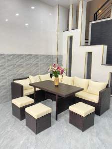 [ Thanh Lý gấp ] Bộ sofa ngoài trời 7 món cao cấp [ kèm đệm -Chống nước UV | Ghế sân vườn villa cafe Resorts