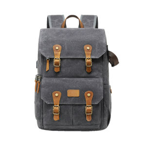Retro Batik Canvas Photography Camera Backpack with USB Port fit 15.6inch Laptop Waterproof Men Camera Bag for DSLR Drones