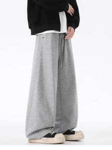 American Casual Pure Color Straight Leg Loose Fit Mens Sweatpants Spring Autumn Versatile Drapey Sporty Long Trousers