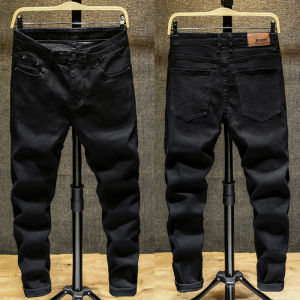 Spring Autumn 2025 New Black Hole Denim Jeans Mens Trendy Brand Slim Fit Elastic Korean Version Long Pants Youth Style