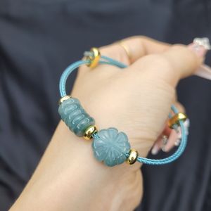 Q465 Vòng cáp ngũ điếu cỏ 4 lá Lam Ngọc ko kén mệnh - Phong Thuỷ TUDO P