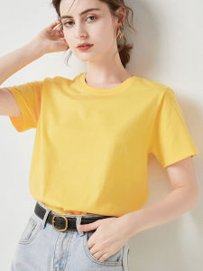 Pure Cotton Basic round Neck Short Sleeve T-Shirt Womens Spring Summer New Style Slim Fit White Color Versatile Casual Top