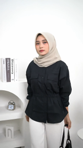 Beena Linen Shirt Top Atasan Wanita Blouse Casual Polos Terbaru