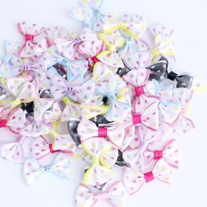 30Pcs Small Mini Handmade DIY Dot Satin Ribbon Bow For DIY Craft Wedding Bow Tie Garment Decoration & Kids Hairpins