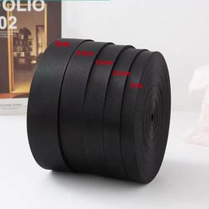 5M/10M Black Nylon Webbing Tape Plain Weave Webbing for Backpack Strap Belt Tape Belt Safety Belt Luggage Accessories