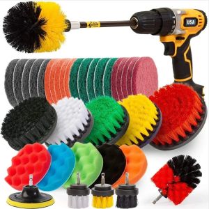 Electric Drill Brush Attachment Power Scrubber Car Wash Polisher with Scrub for Cleaning Showers Tubs Bathroom Tile Grout Carpet