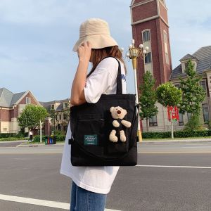 [Ready Stock] Canvas Tote BagTote Bag with zip  Canvas bag  Large-Capacity Female bag canvasbag totebag