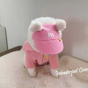 หมวกกันแดดป้องกันแสงแดดสำหรับสุนัขและแมว หมวกเบสบอล หมวกปีกกว้าง ปักลาย M สำหรับสุนัขขนาดเล็ก หมวกปีกกว้างสำหรับแมว