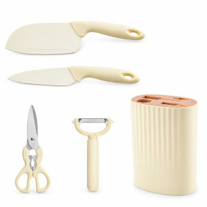 WXCOO 5pcs Stainless Steel Kitchen Knife Set Slicing Knives Chopping Scissors Fruit Peeler Lightweight All in One for Home Tools