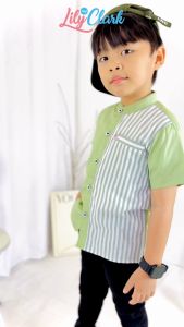 Kemeja Anak Laki-Laki Pendek Warna Sage dari Lily & Clark