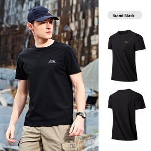 Jeep | Jeep Mens Outdoor Hiking T-Shirt Short Sleeve Round Neck Breathable Quick Dry UV Protection Solid Color Summer Camping Beach Driving