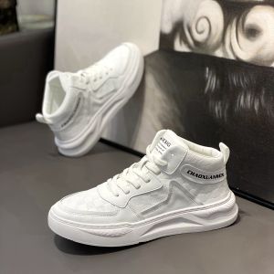 รองเท้าผู้ชายส้นสูง รองเท้าลำลอง สไตล์เกาหลี รองเท้าผ้าใบแบบสวม ส้นหนา รองเท้าผ้าใบสีขาว รองเท้าผู้ชาย ฤดูใบไม้ผลิและฤดูใบไม้ร่วง