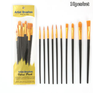 10pcs/set Paint Brushes Set Nylon Hair Artist Brushes Durable Nylon Bristles for Artists Watercolor Body Painting Rock & Nail