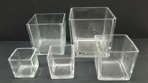 Thick Square Clear Glass Vase Candle Holder