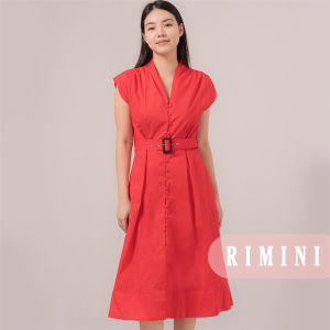 RIMINI - Dress Wanita Gaun Formal V-neck XS-XL - Reyma Belted Sleeveless 5225001