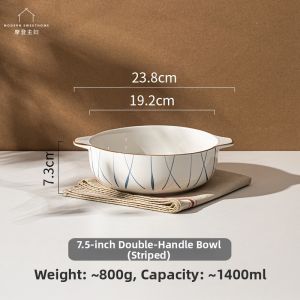 MODERN SWEETHOME | Double Ear Large New Design Ceramic Soup Bowl