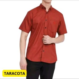 KEMEJA PRIA POLOS TERRACOTA LENGAN PENDEK DAN PANJANG PREMIUM