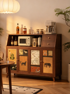 ZHUSHANXIA | Vintage Style Solid Wood Storage Cabinet For Kitchen and Living Room