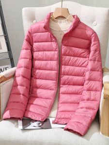 Lightweight Padded Cotton Jacket Womens Short Style Stand Collar Workwear Outerwear Trendy plus Size Nylon Fabric Zipper