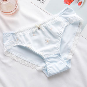 Chic Daisy Embroidered Lace Icy Silk Girls Briefs