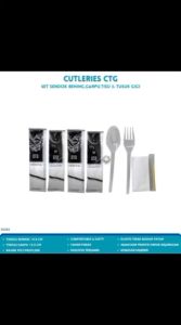 Cutleries Set Sendok Garpu Bening (Buram) Tisu Tusuk Gigi ( Isi 50 Pcs-SGGB2)