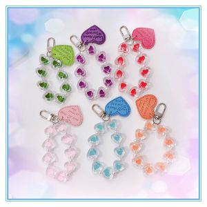 ZAY Rantai Gantung Telepon Hati Huruf Kreatif Liontin Manik-manik Trendi Gantungan Kunci Tas Lucu 