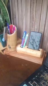 ที่ใส่ปากกาไม้ไผ่ กล่องใส่ปากกาไม้ กล่องใส่เครื่องเขียน ที่เสียบปากกา ที่ใส่ปากกาวินเทจ ของใช้บนโต๊ะทำงาน แท่นเสียบปากกา