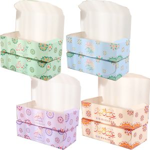 5pcs Eid Mubarak Rectangle Dessert Boxes Candy Biscuit Gift Packaging Ramadan Kareem Cookie Paper Box Islamic Muslins Home Decor