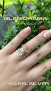 Glamorama Couple Rings: "Isabel" Engagement & Wedding Ring Set