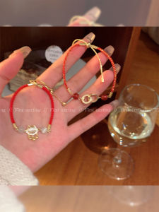 Lucky Year Cats Eye Stone Pull Chain Bracelet for Women Red String New Year Luxury Small Audience Exquisite Fashion Jewelry