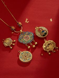 Ancient Method Gold Plated Health And Longevity Lock Pendant Necklace Suitable for Elders Non Allergic Gift Jewelry