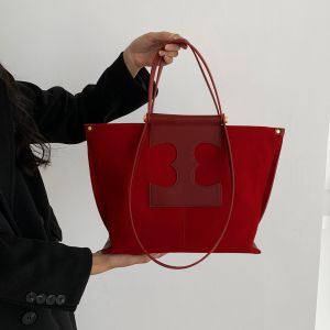 Super Popular Red Wedding Tote Bag for Women Large Capacity Suede Bag Daily Use Casual Style Soft Leather Handbag RCSTU Brand