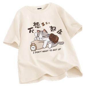 Pure Cotton Short Sleeve T-Shirt for Boys Cartoon Print Casual Loose Fit Summer Top Youth Fashion Breathable Comfortable