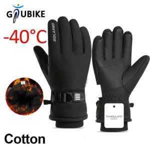 GTUBIKE Men Winter Waterproof Cycling Gloves Outdoor Sports Motorcycle Ski Touch Screen Fleece Gloves Non-slip Warm Full Fingers