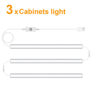 Under Cabinet Touch Sensor LED Light USB 5V 30CM Dimmable Aluminium Tube Bar Lamp For Table Kitchen Closet Lighting 3PCS Linkabe